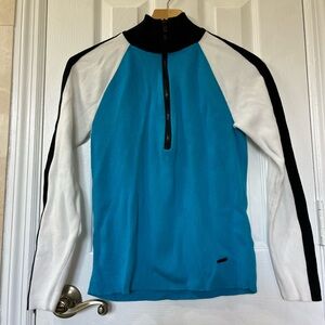 Lauren Ralph Lauren Active | Blue Colorblock Half Zip Cotton Sweater Size M
